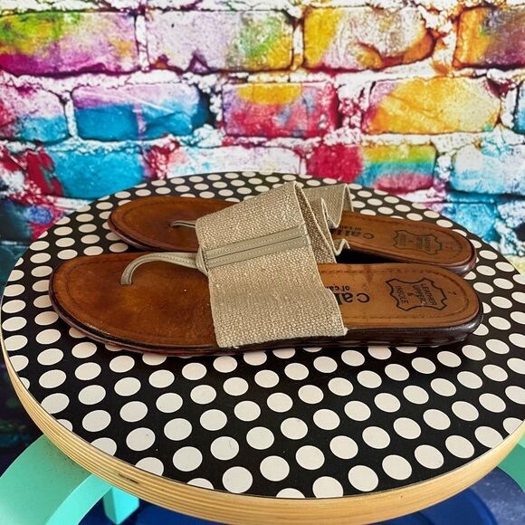 Callisto of California Leather Stretch Sandals Flip Flops Size 7 - Picture 6 of 10